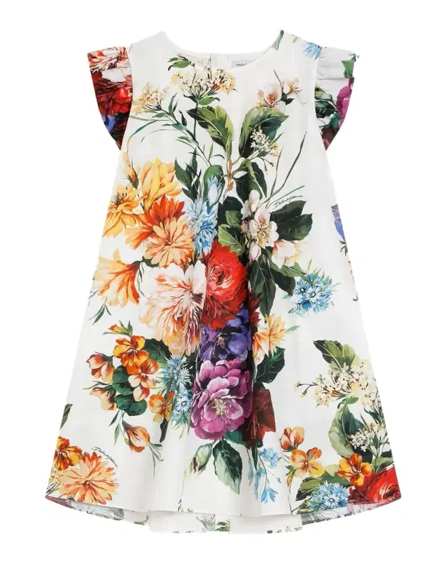 Girl 's Multicolor Floral-Print A-Line Dress, Size -6