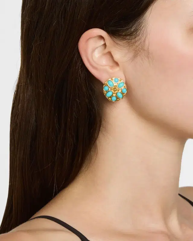 Resin Cabochon Button Clip-On Earrings