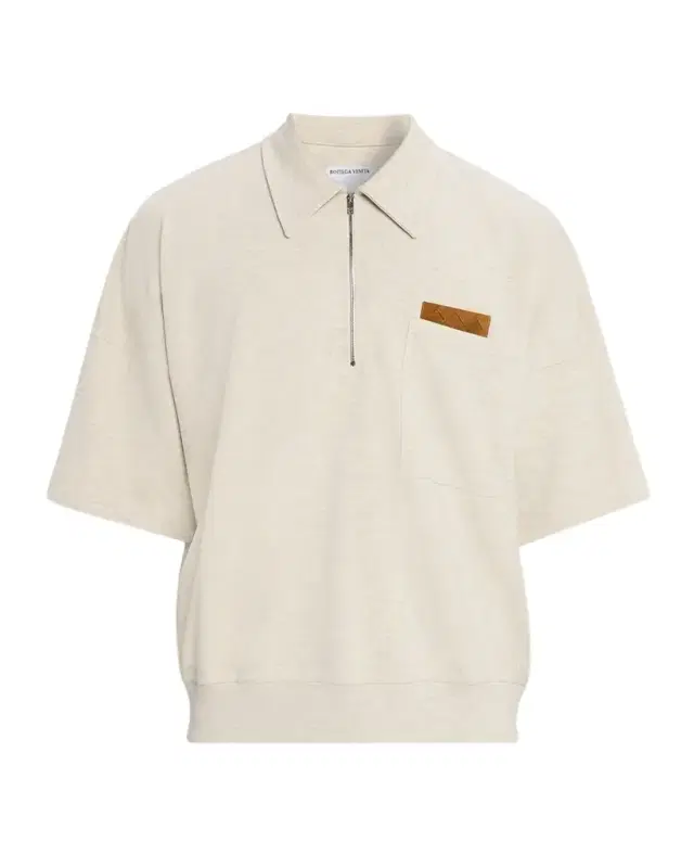 Bottega Veneta Men 's Intrecciato Suede-Trim Jersey Polo Shirt