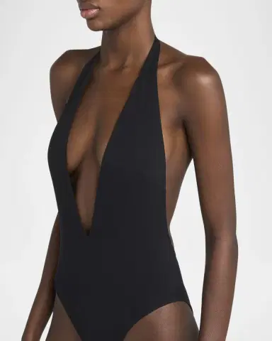 Tom Ford Plunging Halter Jersey One-Piece Swimsuit | Thumbnail 3 Tom Ford Plunging Halter Jersey One-Piece Swimsuit | Thumbnail 3