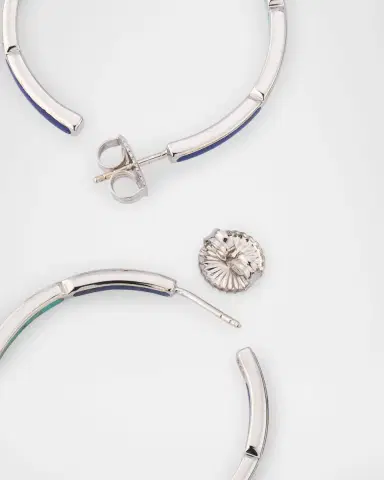Jan Leslie Lapis, Blue MOP and Turquoise Hoop Earrings in Sterling Silver | Thumbnail 4 Jan Leslie Lapis, Blue MOP and Turquoise Hoop Earrings in Sterling Silver | Thumbnail 4
