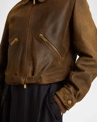 Golden Goose Journey Short Leather Jacket | Thumbnail 3
