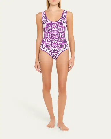 Dolce & Gabbana Majolica-Print One-Piece Swimsuit | Thumbnail 3 Dolce & Gabbana Majolica-Print One-Piece Swimsuit | Thumbnail 3