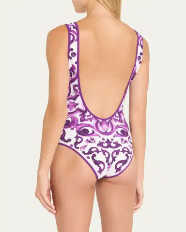 Dolce & Gabbana Majolica-Print One-Piece Swimsuit | Thumbnail 4 Dolce & Gabbana Majolica-Print One-Piece Swimsuit | Thumbnail 4