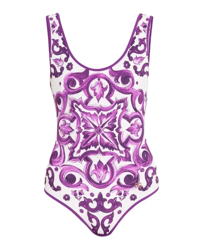 Dolce & Gabbana Majolica-Print One-Piece Swimsuit