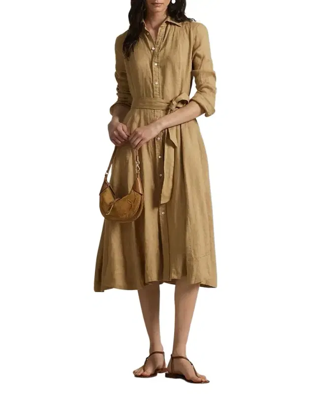 Belted Linen Shirtdress