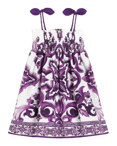 Dolce & Gabbana Girl 's Majolica-Print Sleeveless Poplin Dress, Size -6 | Thumbnail 1