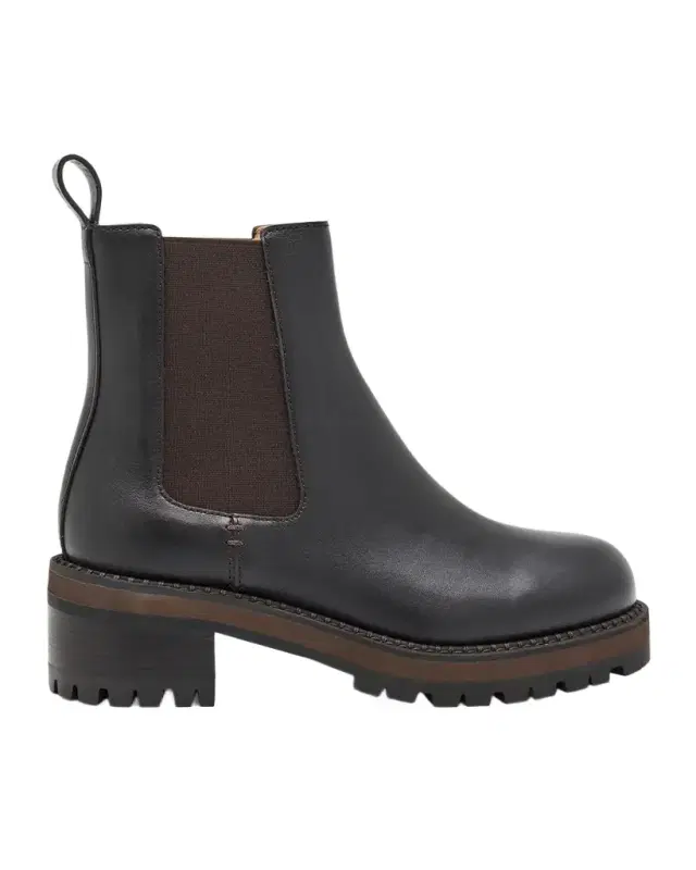 Faye Leather Lug-Sole Chelsea Booties Faye Leather Lug-Sole Chelsea Booties