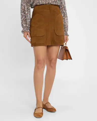 Veronica Beard Norwood Suede Patch Pocket Mini Skirt | Thumbnail 3