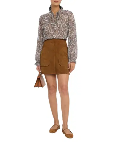 Veronica Beard Norwood Suede Patch Pocket Mini Skirt | Thumbnail 1