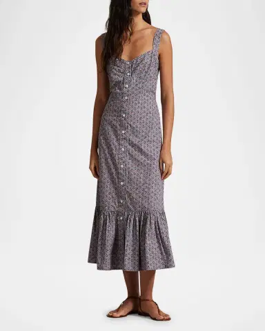 Polo Ralph Lauren Floral Cotton Buttoned Midi Dress | Thumbnail 2 Polo Ralph Lauren Floral Cotton Buttoned Midi Dress | Thumbnail 2