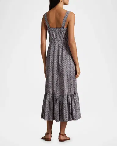 Polo Ralph Lauren Floral Cotton Buttoned Midi Dress | Thumbnail 3 Polo Ralph Lauren Floral Cotton Buttoned Midi Dress | Thumbnail 3