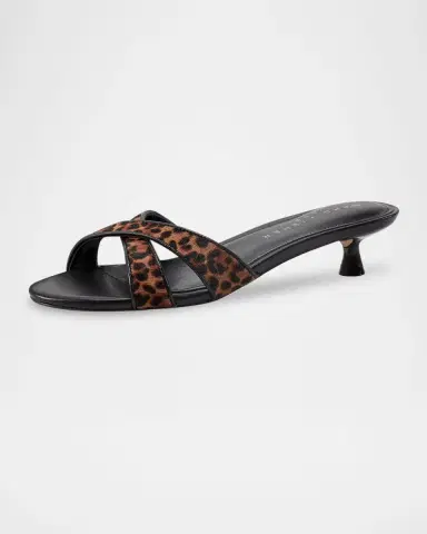 Marc Fisher LTD Tracey Leopard Calf Leather Kitten-Heel Sandals | Thumbnail 3
