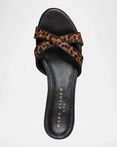 Marc Fisher LTD Tracey Leopard Calf Leather Kitten-Heel Sandals | Thumbnail 4