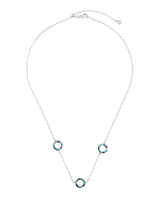 Lapis, Blue MOP and Turquoise Dash Circle Triple Station Necklace