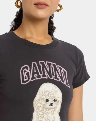 Ganni Crewneck Poodle Logo Baby Tee | Thumbnail 5