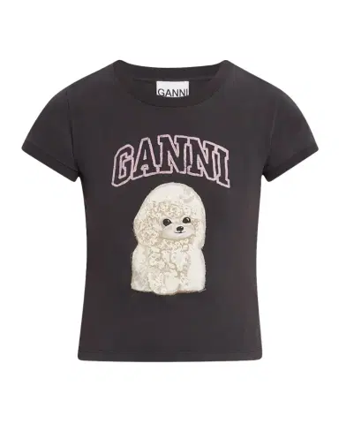 Ganni Crewneck Poodle Logo Baby Tee | Thumbnail 1