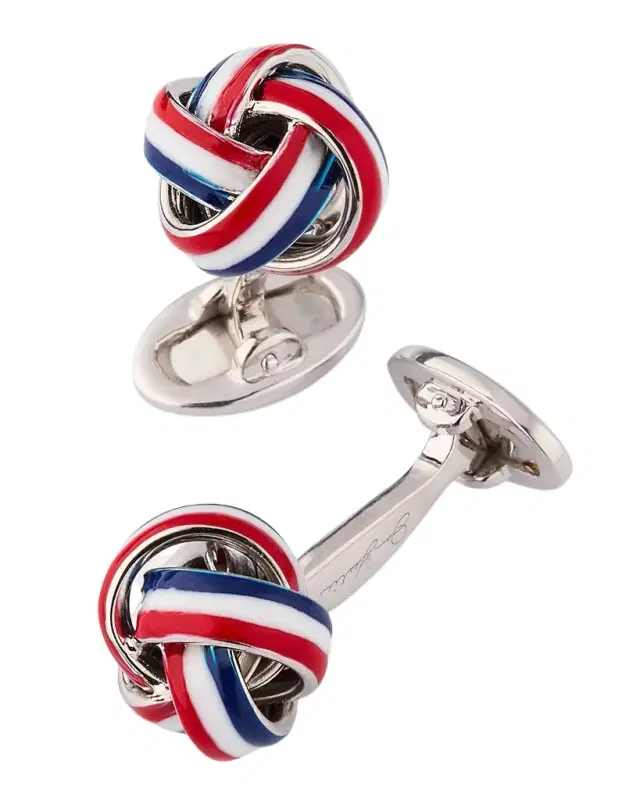 Men 's Sterling Silver Enamel Knot Cufflinks