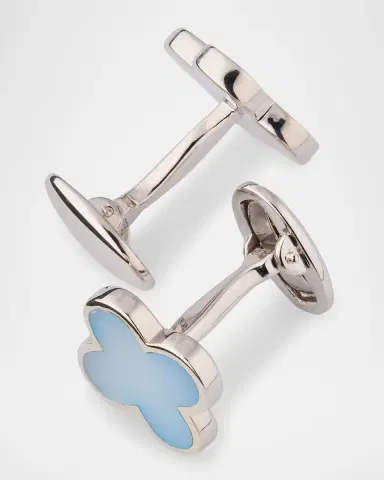 Jan Leslie Men 's 18K Gold Vermeil Blue Mother of Pearl Clover Cufflinks | Thumbnail 4 Jan Leslie Men 's 18K Gold Vermeil Blue Mother of Pearl Clover Cufflinks | Thumbnail 4