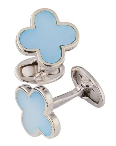 Jan Leslie Men 's 18K Gold Vermeil Blue Mother of Pearl Clover Cufflinks | Thumbnail 1 Jan Leslie Men 's 18K Gold Vermeil Blue Mother of Pearl Clover Cufflinks | Thumbnail 1