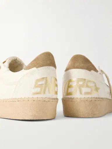 Golden Goose Ball Star Distressed Suede-Trimmed Canvas Sneakers - Men | Thumbnail 4