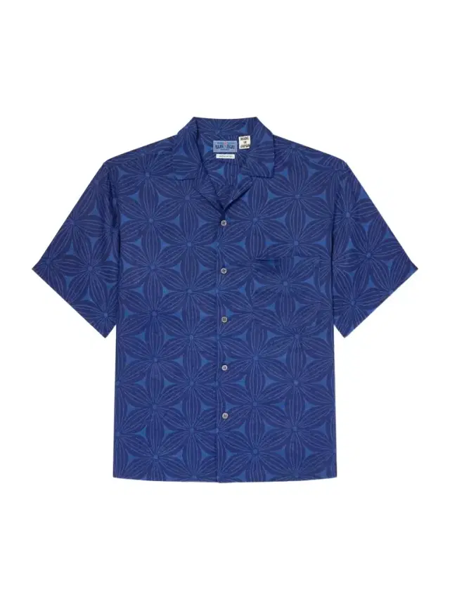 Sakura Camp-Collar Indigo-Dyed Floral-Print inen Shirt - Men