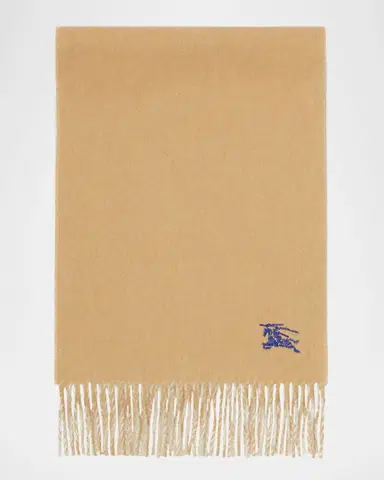 Burberry Men's Cashmere Double-Face EKD Embroidered Scarf | Thumbnail 4 Burberry Men's Cashmere Double-Face EKD Embroidered Scarf | Thumbnail 4