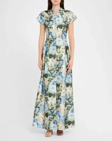 SACHIN & BABI Marta Pleated Floral-Print Mikado Gown | Thumbnail 2 SACHIN & BABI Marta Pleated Floral-Print Mikado Gown | Thumbnail 2