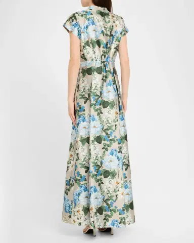SACHIN & BABI Marta Pleated Floral-Print Mikado Gown | Thumbnail 3 SACHIN & BABI Marta Pleated Floral-Print Mikado Gown | Thumbnail 3
