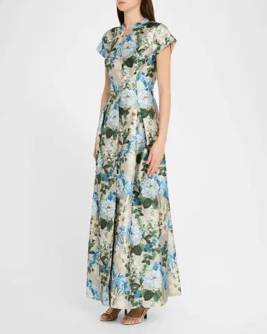 SACHIN & BABI Marta Pleated Floral-Print Mikado Gown | Thumbnail 4 SACHIN & BABI Marta Pleated Floral-Print Mikado Gown | Thumbnail 4