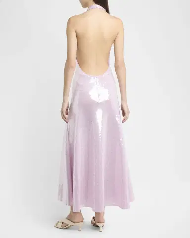 Bottega Veneta Shiny Sequined Plunging Halter Backless Midi Dress | Thumbnail 3 Bottega Veneta Shiny Sequined Plunging Halter Backless Midi Dress | Thumbnail 3