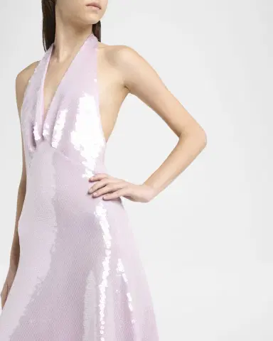 Bottega Veneta Shiny Sequined Plunging Halter Backless Midi Dress | Thumbnail 5 Bottega Veneta Shiny Sequined Plunging Halter Backless Midi Dress | Thumbnail 5
