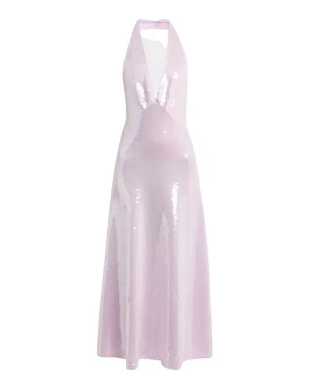 Shiny Sequined Plunging Halter Backless Midi Dress