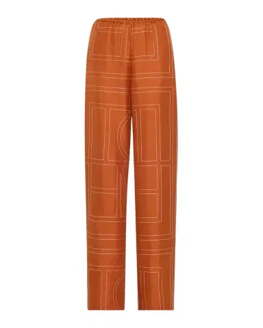 TOTEME Monogram Silk Pajama Bottoms | Thumbnail 1 TOTEME Monogram Silk Pajama Bottoms | Thumbnail 1