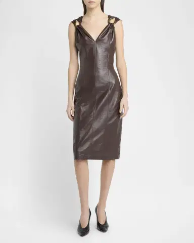 Bottega Veneta Sleeveless Leather Sheath Dress | Thumbnail 2 Bottega Veneta Sleeveless Leather Sheath Dress | Thumbnail 2