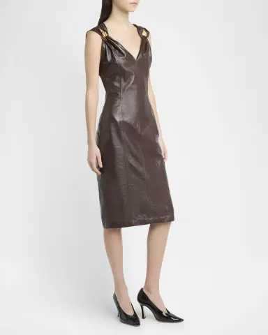 Bottega Veneta Sleeveless Leather Sheath Dress | Thumbnail 4 Bottega Veneta Sleeveless Leather Sheath Dress | Thumbnail 4