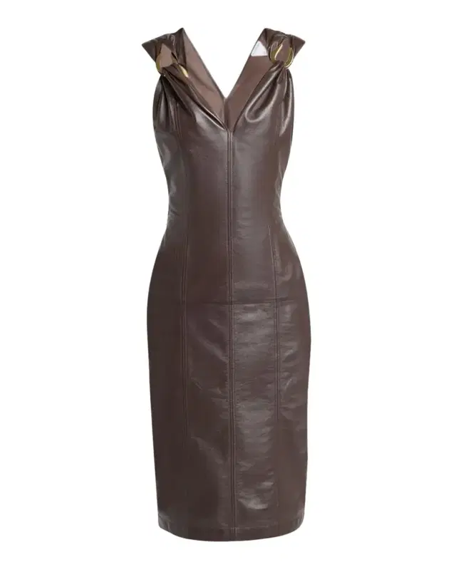 Bottega Veneta Sleeveless Leather Sheath Dress