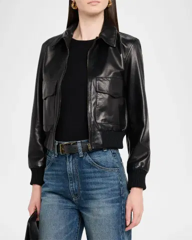Nili Lotan Redley Leather Bomber Jacket | Thumbnail 4 Nili Lotan Redley Leather Bomber Jacket | Thumbnail 4