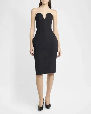 Bottega Veneta Strapless Compact Wool Waisted Buster Dress | Thumbnail 2 Bottega Veneta Strapless Compact Wool Waisted Buster Dress | Thumbnail 2
