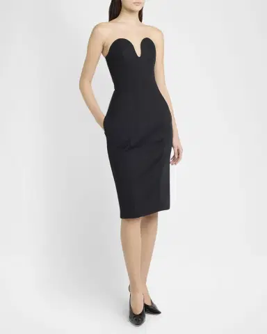 Bottega Veneta Strapless Compact Wool Waisted Buster Dress | Thumbnail 4 Bottega Veneta Strapless Compact Wool Waisted Buster Dress | Thumbnail 4