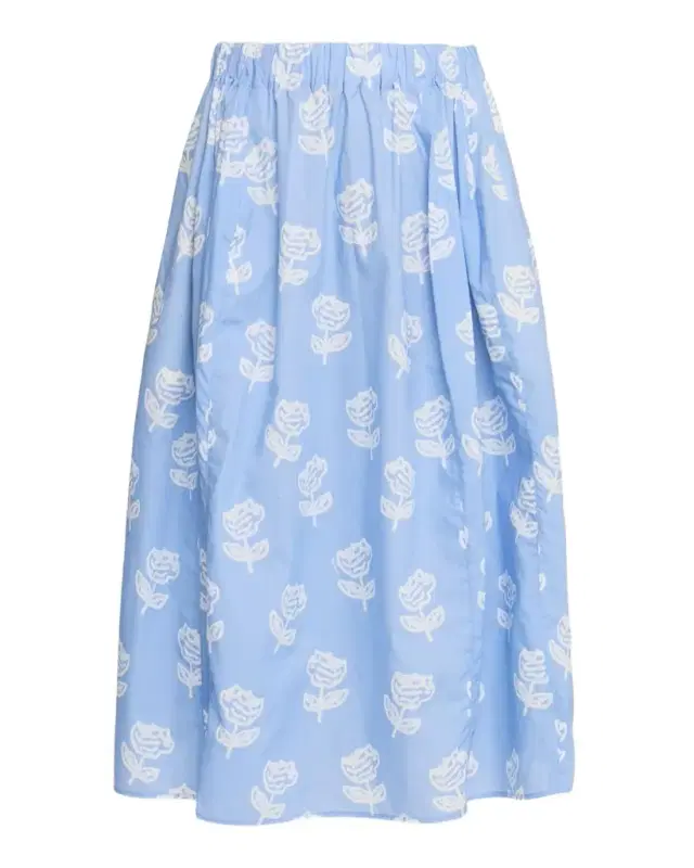 Floral Cotton Midi Skirt