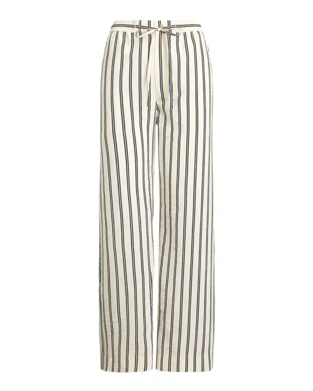 Striped Silk-Blend Wide-Leg Pant