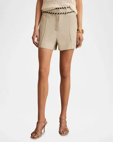 Reiss Fawn Whipstitch Linen Shorts | Thumbnail 4 Reiss Fawn Whipstitch Linen Shorts | Thumbnail 4