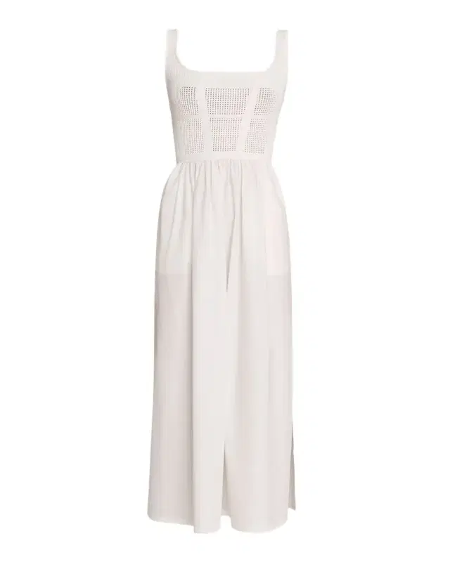 Kori Pointelle Mixed Media Midi Dress
