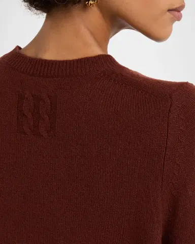 Nili Lotan Venus Dark Rust Cashmere Crop Sweater | Thumbnail 4 Nili Lotan Venus Dark Rust Cashmere Crop Sweater | Thumbnail 4