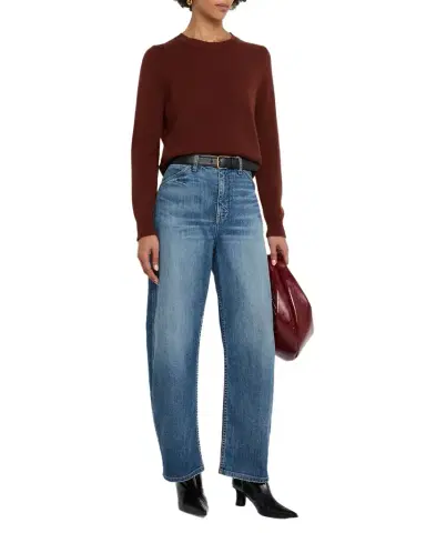 Nili Lotan Venus Dark Rust Cashmere Crop Sweater | Thumbnail 1 Nili Lotan Venus Dark Rust Cashmere Crop Sweater | Thumbnail 1