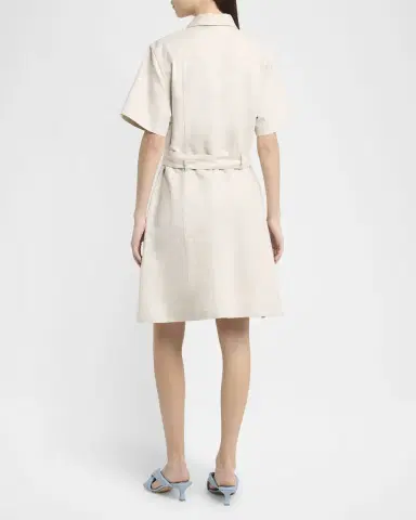 Bottega Veneta Short-Sleeve Belted Cotton-Linen Twill Mini Shirtdress | Thumbnail 3 Bottega Veneta Short-Sleeve Belted Cotton-Linen Twill Mini Shirtdress | Thumbnail 3