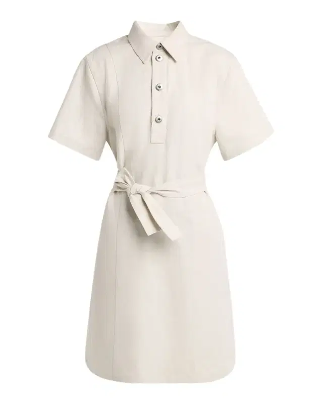 Short-Sleeve Belted Cotton-Linen Twill Mini Shirtdress