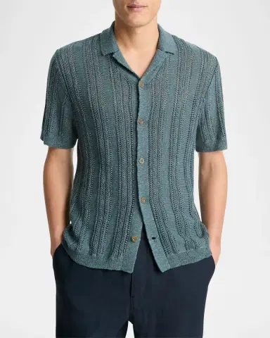 Vince Men's Crochet Cabana Shirt | Thumbnail 4 Vince Men's Crochet Cabana Shirt | Thumbnail 4