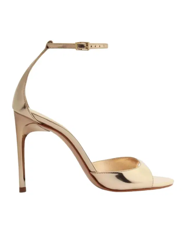 Schutz Scarlett Metallic Leather Ankle-Strap Stiletto Sandals